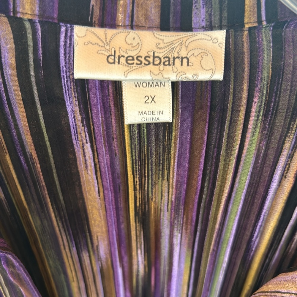Mardi Gras Flowy Tunic Top Purple Black Gold;Button Front;3/4 Bell Sleeves;NWOT - Picture 5 of 12